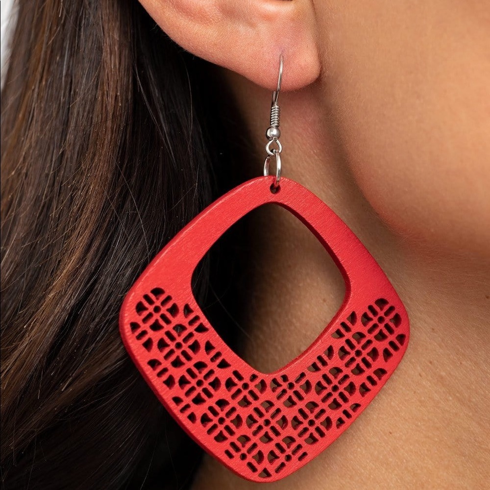WOOD You Rather - Red Wooden Earrings